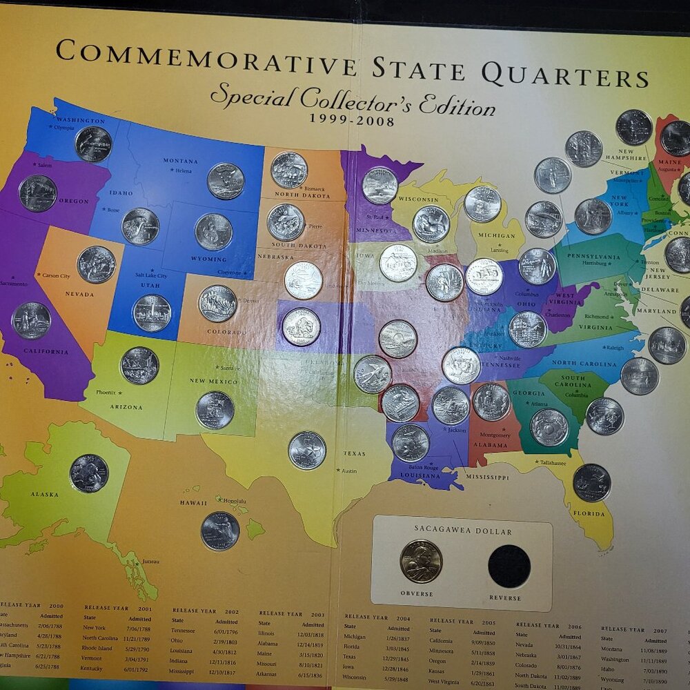 Commemorative State Quarter map collection